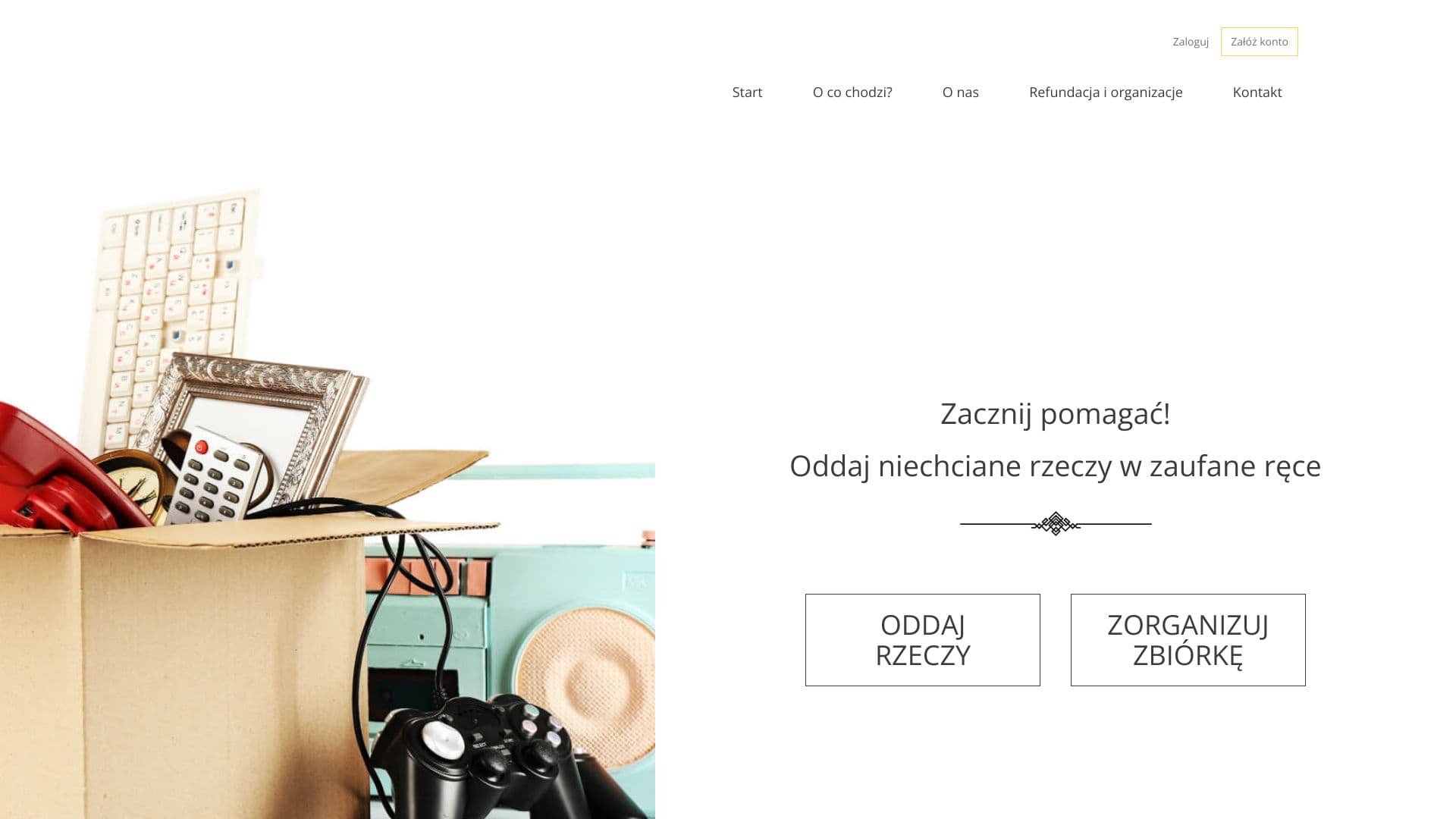 Zrzut ekranu projektu Oddaj Rzeczy